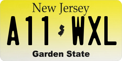 NJ license plate A11WXL