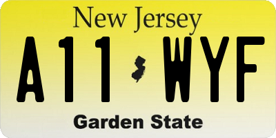 NJ license plate A11WYF