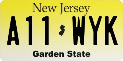 NJ license plate A11WYK