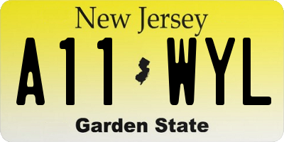 NJ license plate A11WYL