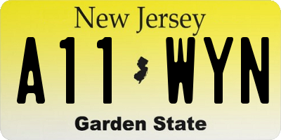 NJ license plate A11WYN