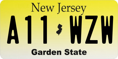 NJ license plate A11WZW