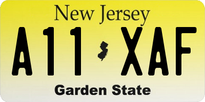 NJ license plate A11XAF