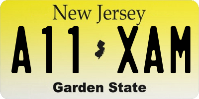 NJ license plate A11XAM