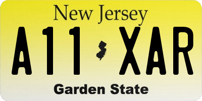 NJ license plate A11XAR