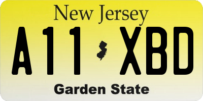 NJ license plate A11XBD