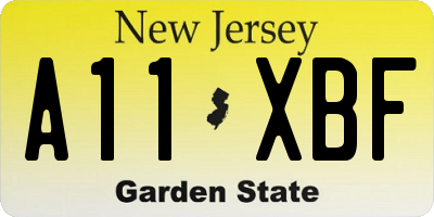 NJ license plate A11XBF