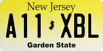 NJ license plate A11XBL