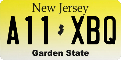 NJ license plate A11XBQ
