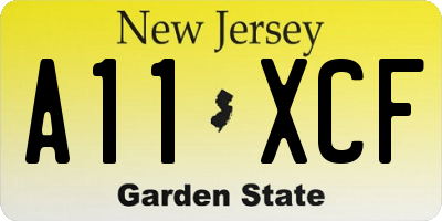 NJ license plate A11XCF