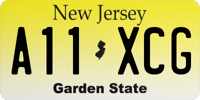NJ license plate A11XCG