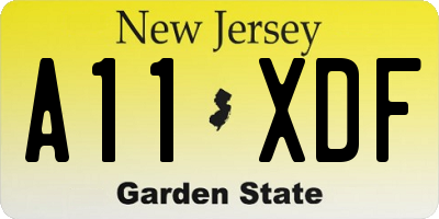 NJ license plate A11XDF