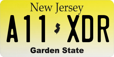NJ license plate A11XDR