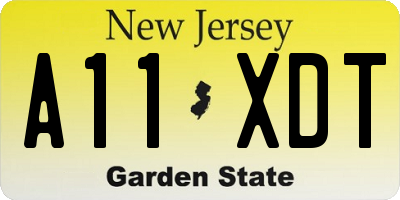 NJ license plate A11XDT