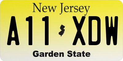 NJ license plate A11XDW