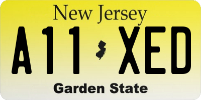 NJ license plate A11XED