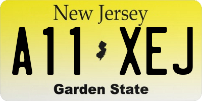 NJ license plate A11XEJ