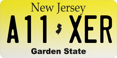NJ license plate A11XER