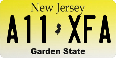 NJ license plate A11XFA