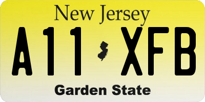 NJ license plate A11XFB
