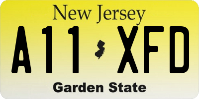 NJ license plate A11XFD