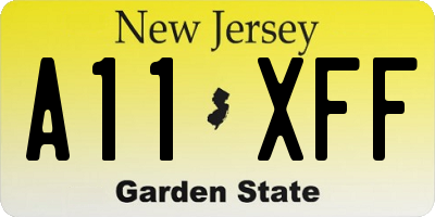 NJ license plate A11XFF