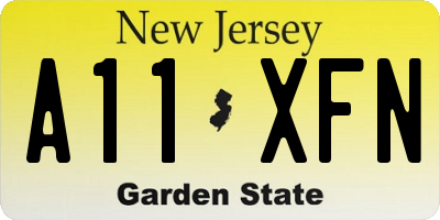 NJ license plate A11XFN