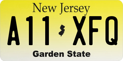 NJ license plate A11XFQ