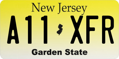 NJ license plate A11XFR