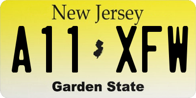 NJ license plate A11XFW