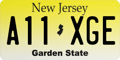 NJ license plate A11XGE