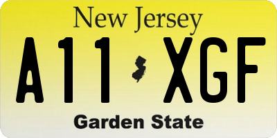 NJ license plate A11XGF