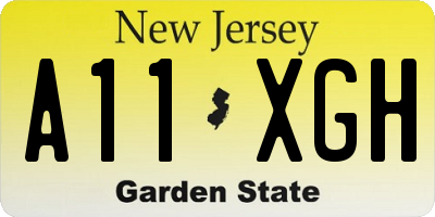 NJ license plate A11XGH