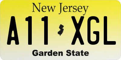 NJ license plate A11XGL