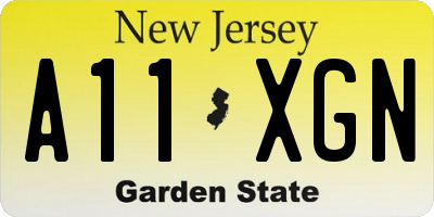 NJ license plate A11XGN