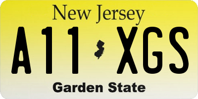 NJ license plate A11XGS