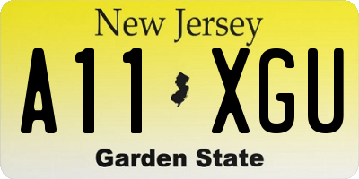 NJ license plate A11XGU