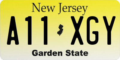 NJ license plate A11XGY