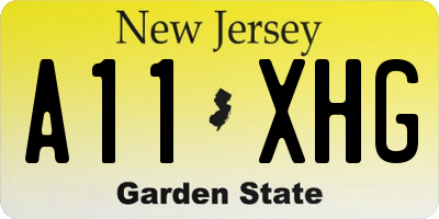 NJ license plate A11XHG
