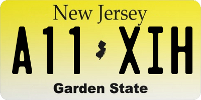 NJ license plate A11XIH