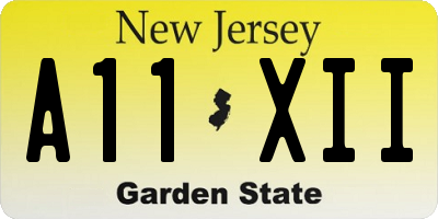 NJ license plate A11XII