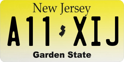 NJ license plate A11XIJ