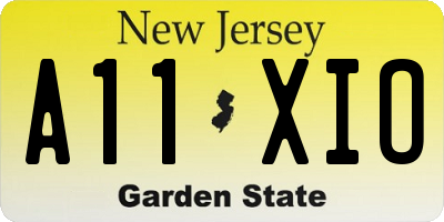 NJ license plate A11XIO
