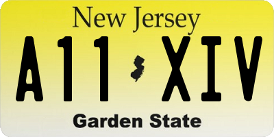 NJ license plate A11XIV
