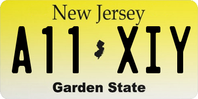 NJ license plate A11XIY