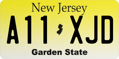 NJ license plate A11XJD