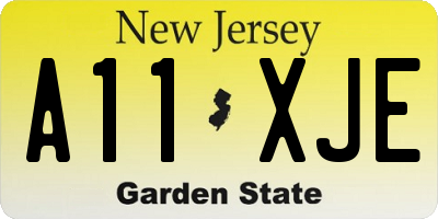 NJ license plate A11XJE