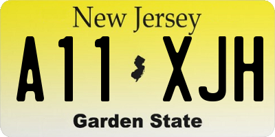 NJ license plate A11XJH