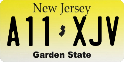 NJ license plate A11XJV