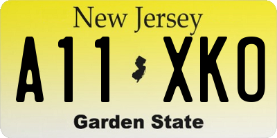 NJ license plate A11XKO